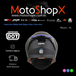 Casco Hro 506Sp Solid Negro Visor Irium Azul