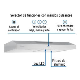 Campana extractora 75cm, empotrable, acero inoxidable, Foset