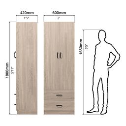 FG 2 DOOR WARDROBE + 2 DRAWER