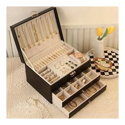 ORGANIZADOR JOYERO DELUX C/LLAVE 3 COMPART.