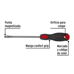 Desarmador plano 5/16' x 6' mango Comfort Grip, Pretul
