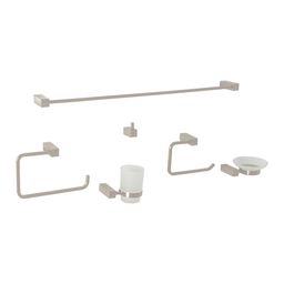 Juego de 6 accesorios para baño, satín, FOSET KUBO