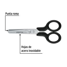 Tijera 4-1/2' de acero inoxidable punta roma escolar, PRETUL