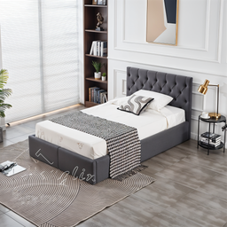 BLACK VELVET AURA STORAGE BED QUEEN 5X6.3 FEET