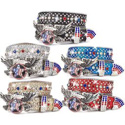 Fashion Blingbling Skull Accessories Western Men Women Rhinestone Bb Belt Cowboy and Cowgirl Waist Diamond Belt