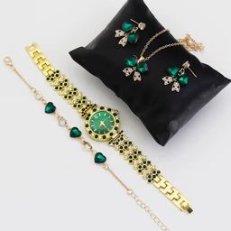 New Luxury Watch for Woman Fashion Diamond Inlay Ladies Wrist Watch Jewelry Set Box Gifts for Women