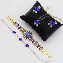 New Luxury Watch for Woman Fashion Diamond Inlay Ladies Wrist Watch Jewelry Set Box Gifts for Women