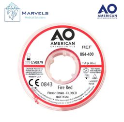 PLASTIC CHAIN 15' CLOSED FIRE RED
