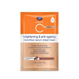 Boots Vitamin C Advanced Brightening & anti-ageing Microfiber Serum Sheet Mask 20ml