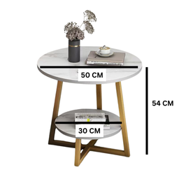 MARBLE GOLD TABLE SERIES - ROUND 50CM (MEJA MARBLE)