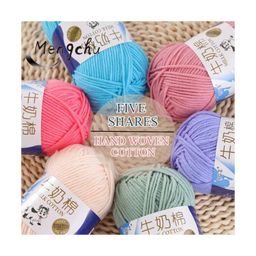 Lanas Para Crochet Colors Baby Soft Acrylic Hand Knitting Cotton/ Milk 5ply 50g Thick Milk Cotton Yarn for Crochet