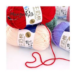Lanas Para Crochet Colors Baby Soft Acrylic Hand Knitting Cotton/ Milk 5ply 50g Thick Milk Cotton Yarn for Crochet