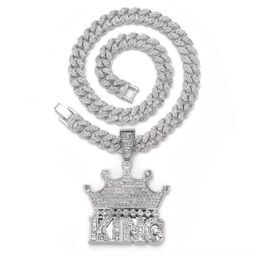 Punk Large Crown KING Letter Pendant Necklace Shiny Heavy Hip Hop Pendant Jewelry Gift for Men and Women