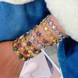 Colorful Star Cubic Zirconia Tennis Chain Personalized Star Charm Bracelets Women for Women Jewelry