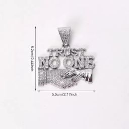 Wholesale Hip Hop Bling Rhinestone KING NO LOVE Heart Pendant with Cuban Chain Link Men Punk Queen Charm Necklace Jewelry Gift