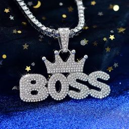 Iced Out Bling Men Hip Hop Jewelry Micro Paved 5A Rhinestone Crown Letter Boss Cool Sparking Rock Punk Pendant