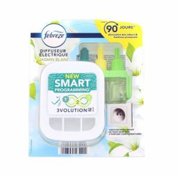 Kit Démarrage Febreze Jasmin Blanc Désodorisant Électrique Anti-Odeurs Parfum d'Intérieur 3volution