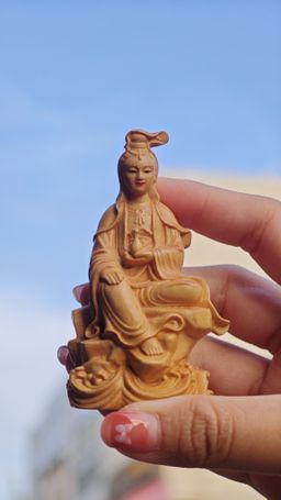 樟木雕刻紫竹林观音【8.5cm super mini】