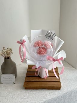 Carnation Soap Flower Small Acrylic Ball Bouquet 