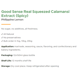 Good Sense Real Squeezed Calamansi Extract (Spicy) Philippine Lemon 150ml.