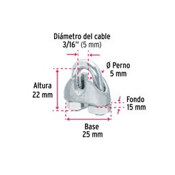 Blíster c/2 nudos (perros) de hierro p/cable de 3/16', FIERO