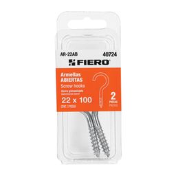 Blíster con 2 armellas abiertas de 22 x 100, FIERO