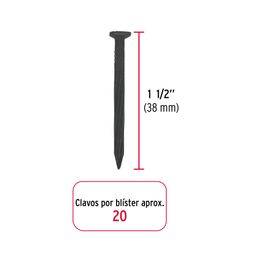 Blíster con 20 clavos negros para concreto 1-1/2', FIERO