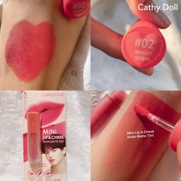 Cathy Doll MINI No.2 Bright Coral Lip & Cheek Nude Matte Tint (2.1g)