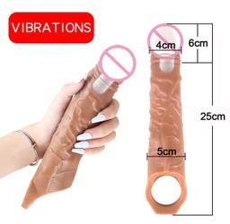 Vibrating 25cm Realistic Dildo Penis Sleeve