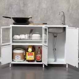 Meuble Évier CleanLine – 2 en 1 avec Rangement & Robinet Inox