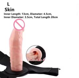 Male Wearable Penis Condom Realistic Hollow Dildo 