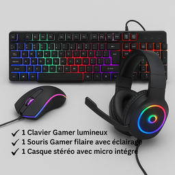 Kit Gamer YK845 – 3 en 1 avec Lumières RGB