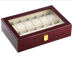 Watch 12 Grid Display Collection Case - Cherry Wood