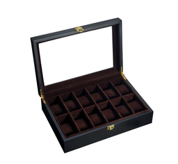 Baked Lacquer Leather Watch Display Box Storage Box-Inner Brown-12 Slots
