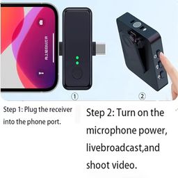 Portable Dual Mini Wireless Microphone 3 in 1 USB C MIC Noise Canceling Tiny Lavalier Microphone for Video Recording TikTok