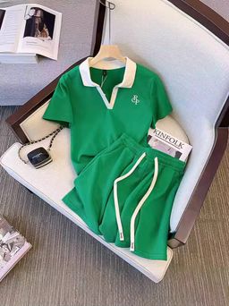 Splice Contrast Women's Top and Shorts Set Fashionable Women's Casual Sets Loose Women's Sportswear Sets