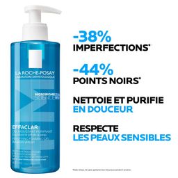 EFFACLAR GEL PURIFIANT ciblant spécifiquement une souche bactérienne responsable des imperfections grâce à l'actif innovant Phylobioma, ce nettoyant réduit visiblement les boutons et les points noirs. Plus qu'un nettoyage, c'est une action purifiante en profondeur qui régule la production de sébum, prévenant ainsi l'apparition de nouvelles imperfections.