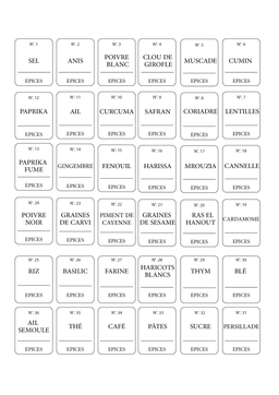Lot de 34 Étiquettes pour Pots à Épices 