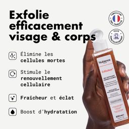 GEL EXFOLIANT VISAGE CORPS Exfolie la peau grâce aux AHA et à la poudre de noyau d'abricot Élimine les cellules mortes à la surface de l'épiderme Stimule le renouvellement cellulaire cutané