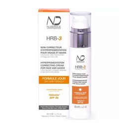 SOIN CORRETEUR JOUR ANTI TÂCHE Cette crème visage régule la production de mélanine, offre une très haute protection UVA et UVB, hydrate et uniformise le teint, et resserre les pores. Pour de meilleurs résultats, associez ce soin au sérum anti-taches HRB-3 et au sérum de nuit.
