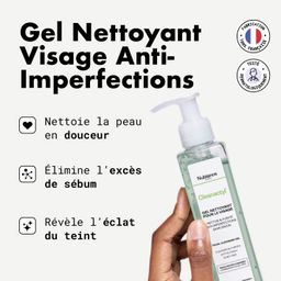 GEL NETTOYANT ANTI IMPERFECTIONS Nettoie la peau en douceur, élimine impuretés et excès de sébum, tout en révélant l’éclat naturel du teint. Sa formule sans savon au pH neutre respecte l’équilibre cutané. Idéal pour une routine visage efficace, même sur peau sensible. 