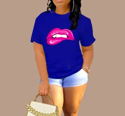 💋 Sexy Pink Lips T-Shirt – Bold Vibes in Royal Blue & Other colors
