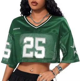 Best Price Sublimated Custom Logo Over Size Crop Jersey for Women Custom Mesh American Football Jersey American Football Uniform