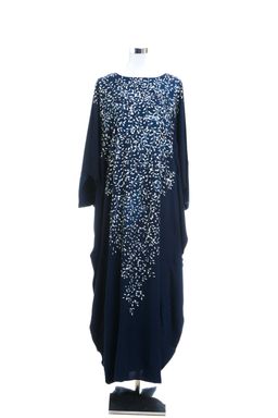 KAFTAN ABAYA WITH DIAMANTE CRYSTAL LONG BATWING SLEEVE  : NAVY BLUE