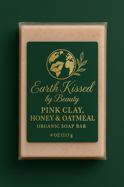 Earth Kissed by Beauty Pink Clay , Honey & Oatmeal Organic Soap Bar EPS 