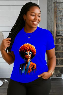 🔥🧡💙 “Afro Royalty” – Bold Queen Art Tee (White Edition)