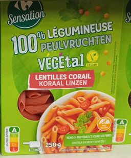 Crf Veg. Pattes Penne Lent. Corail 250gr