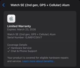 Apple Watch SE 2nd Gen 40mm LTE New with Apple care till March 2026