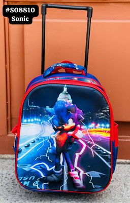 Mochila preescolar con luz y carrito 