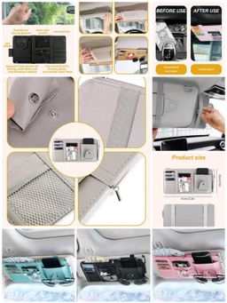 Universal PU Leather Car Visor Organizer